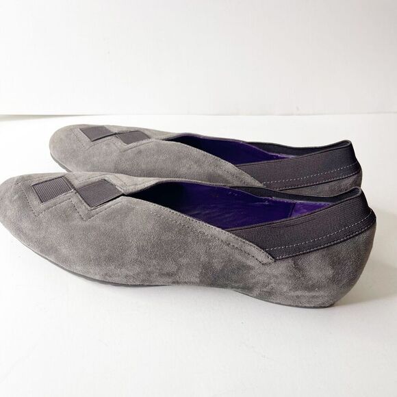Van Eli 10N Gray Suede Flats Narrow Stretch Cushioned Slip On Shoes Leather - Picture 2 of 9